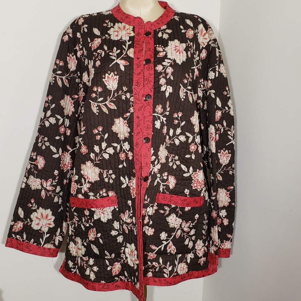 Anne Carson REVERSIBLE floral quilted jacket 2X